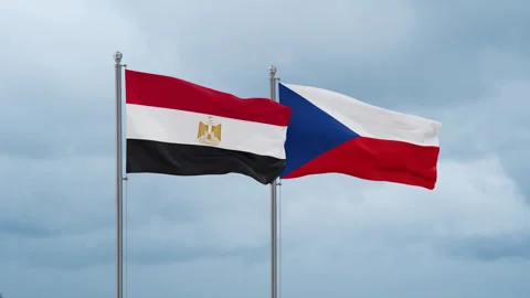 Czech Republic and Egypt flag 스톡 동영상 253124986