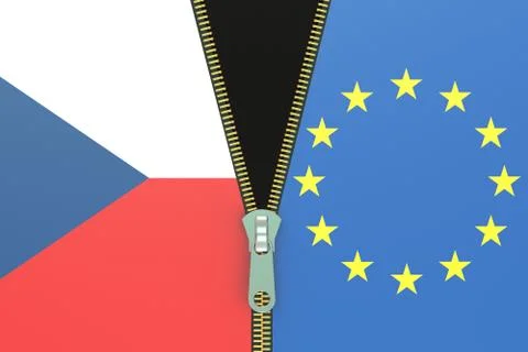 Czech Republic and EU, relation concept. 3D rendering Stock Illustration