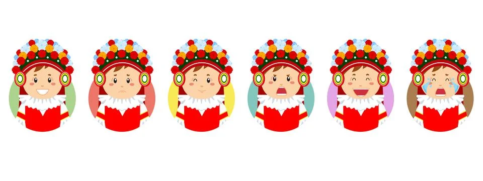 Czech Republic Avatar with Various Expression Stock Illustration