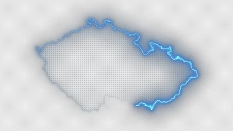 Czech Republic Blue Neon Map Loop Animation on Transparent Background Glowing Stock Footage 335949213