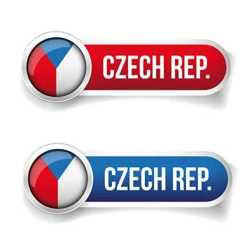 Czech Republic - Czechia flag button Stock Illustration