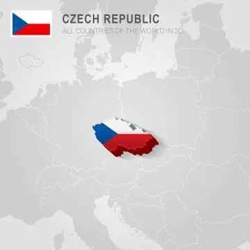 Czech Republic drawn on gray map. Stock Illustration