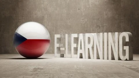 Czech Republic. E-Learning  Concept 스톡 일러스트