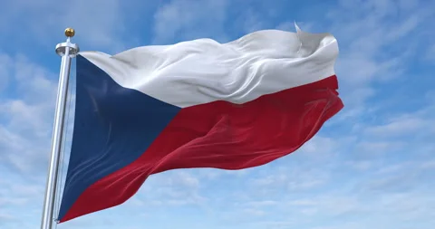 Czech Republic flag with flagpole waving in rolling clouds looping, 4K Loop Video stock 278632386