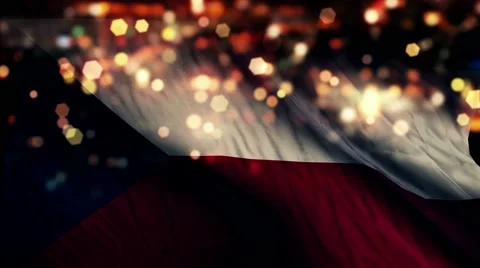 Czech Republic Flag Light Night Bokeh Abstract Loop Animation 4K Stock Footage 47566145