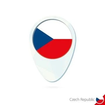 Czech Republic flag location map pin icon on white background. Stock Illustration