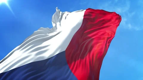 Czech Republic Flag Low Angle View Stock Footage 295688922