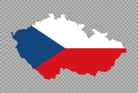 Czech Republic flag on map isolated  on png or transparent  background,Symbol Illustrazione stock