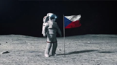 Czech Republic flag on Moon Stock-Footage 168336142