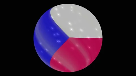 Czech Republic flag in a round ball rotates. Flicker and shine. Animation loop Stock Footage 145857751