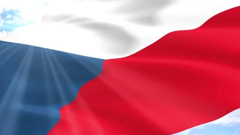 Czech Republic Flag Seamless Loop 4k 60fps on Sky Background Stock Footage 341558592