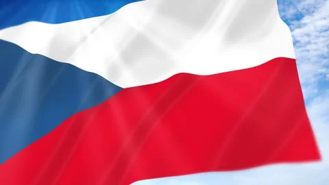 Czech Republic Flag Seamless Loop 4k 60fps on Sky Background Stock Footage 341672376