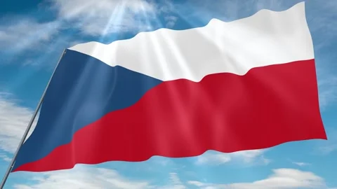 Czech Republic Flag Seamless Loop 4k 60fps on Sky Background Stock Footage 341756221
