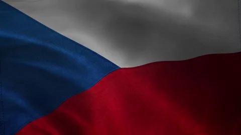 Czech Republic flag waving closeup with blue triangle and red white stripes, sea Stock Footage 339547477