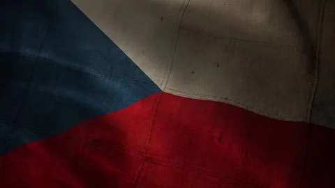 Czech Republic flag waving closeup with blue triangle and red white stripes, sea Stock Footage 339547724