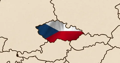 The czech republic flag waving inside the country on a world map Stock Footage 339033194