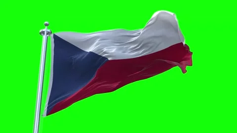 Czech Republic Flag Waving in Loopable and Textured green screen background Stock Footage 296876590