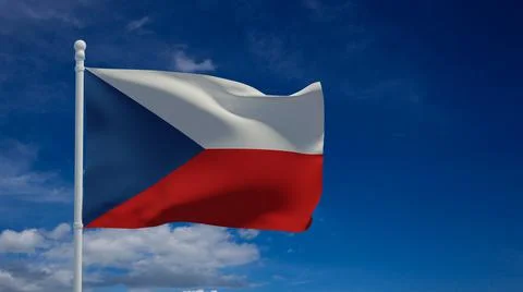 Czech Republic flag, waving in the wind - 3d rendering - CGI Stock Illustration