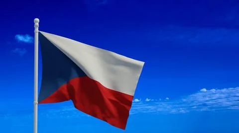 Czech Republic flag, waving in the wind - 3d rendering - CGI Stock Illustration