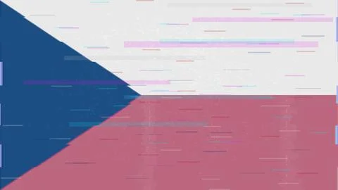 Czech Republic Glitch Flag Vector - RGB Split Digital Video Frame Design Illustrazione stock