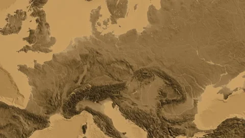 Czech Republic on the globe. Regional borders. Sepia elevation. Labels Stock Footage 337783141