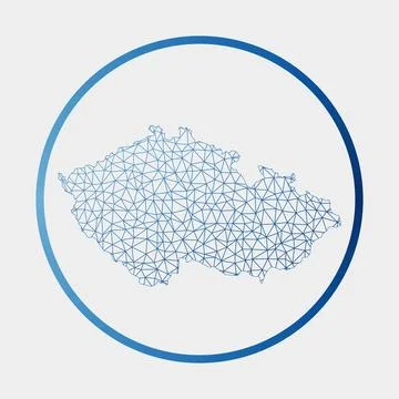 Czech Republic icon. Network map of the country. Round Czech Republic sign .. Stock Illustration