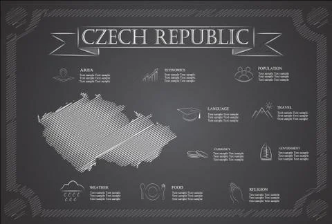 Czech Republic infographics, statistical data, sights. Stock Illustration