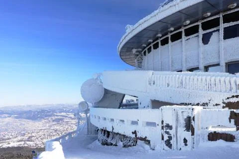 Czech Republic - Liberec - transmitter Jested in winter Stock Photos