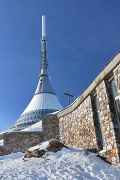 Czech Republic - Liberec - transmitter Jested in winter Stock Photos