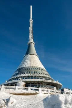 Czech Republic - Liberec - transmitter Jested in winter - beautiful sunny day Stock Photos