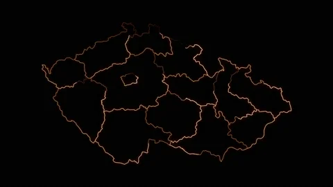 Czech Republic map with all states or provinces glowing neon outline. Stock-Footage 204914570