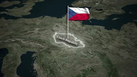 Czech Republic Map Animation with 3D Waving National Flag on World Map 動画素材 332238415