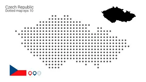 Czech Republic map dotted on white background Stock Illustration