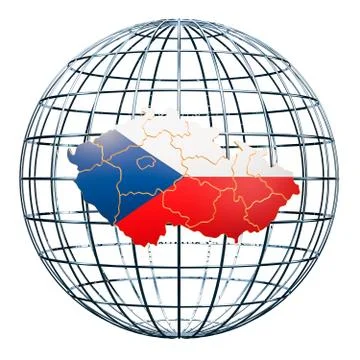 Czech Republic map on the Earth Globe. 3D rendering Illustrazione stock