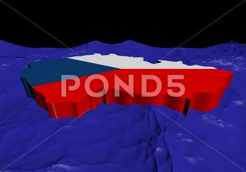 Czech republic map flag in abstract ocean illustration Stock Illustration