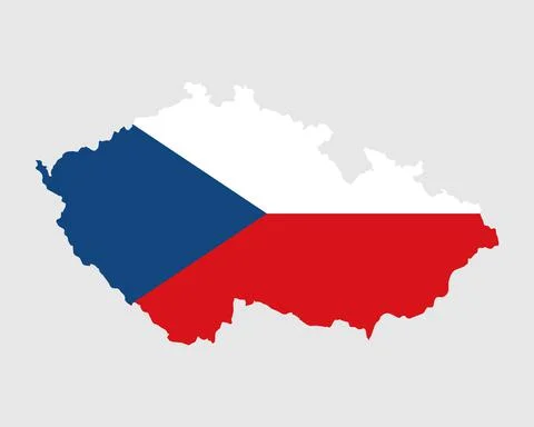 Czech Republic Map Flag. Map of Czechia with the Czech country banner. Stock Illustration