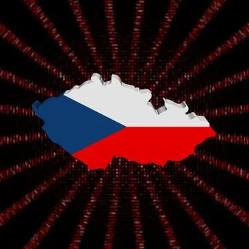 Czech Republic map flag on red hex code burst illustration Stockillustratie