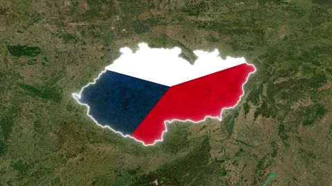 Czech Republic Map Highlight with Animated Flag Video stock 341264725