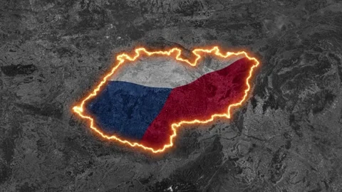 Czech Republic Map Highlight with Fiery Glowing Border Video stock 341264732
