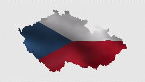 Czech Republic Map Shape with Waving Flag Texture Animation on Transparent Stock Footage 339946202