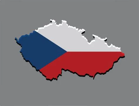 Czech Republic map vector with the czech flag Stock Illustration