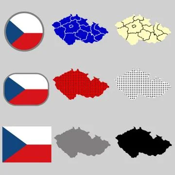 Czech Republic map vector with the czech flag - polka dots - vector set Stock Illustration