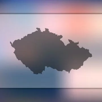 Czech Republic map. Vector silhouette of Czech Republic. Blurred background Stock Illustration