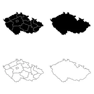 Czech Republic Outline and Solid Fill Map Set. 스톡 일러스트