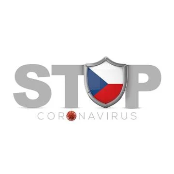Czech Republic protective shield. Stop coronavius concept. 3D Render Stock Illustration