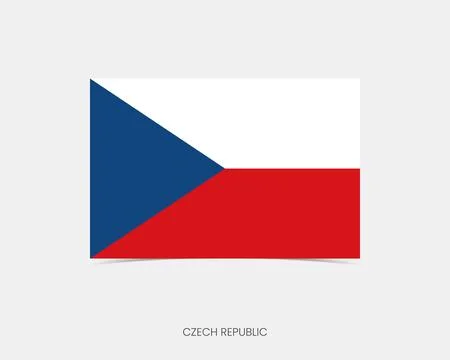 Czech Republic Rectangle flag icon with shadow. Stock Illustration