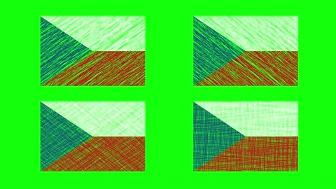 Czech Republic Scribble Animation on Green Screen Background. Looping seaml.. Stock Footage 228708831