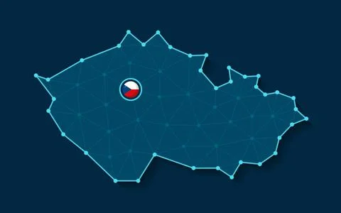 Czech Republic simplified vector map in a digital blue design Stock Illustration