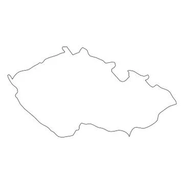 Czech Republic - solid black outline border map of country area. Simple flat Stock Illustration