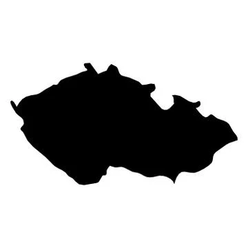 Czech Republic - solid black silhouette map of country area. Simple flat vector Stock Illustration